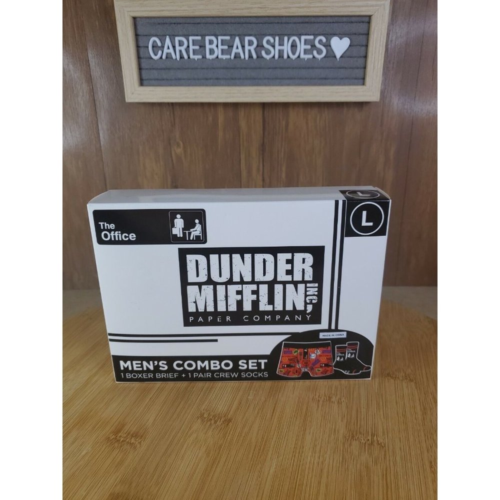 The Office Boxers Briefs & 1 pair of Crew Sock set Dunder Mifflin Size Large